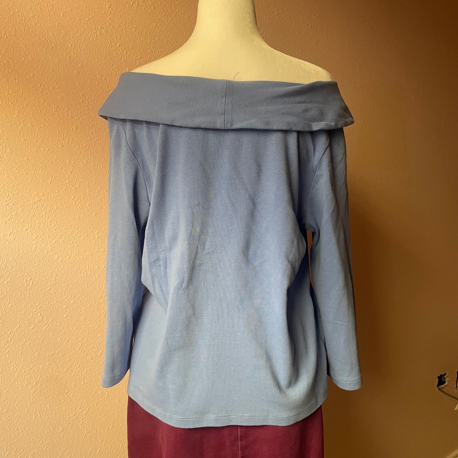 90s / 2000s Periwinkle Off the Shoulder Coquette Chic Blouse