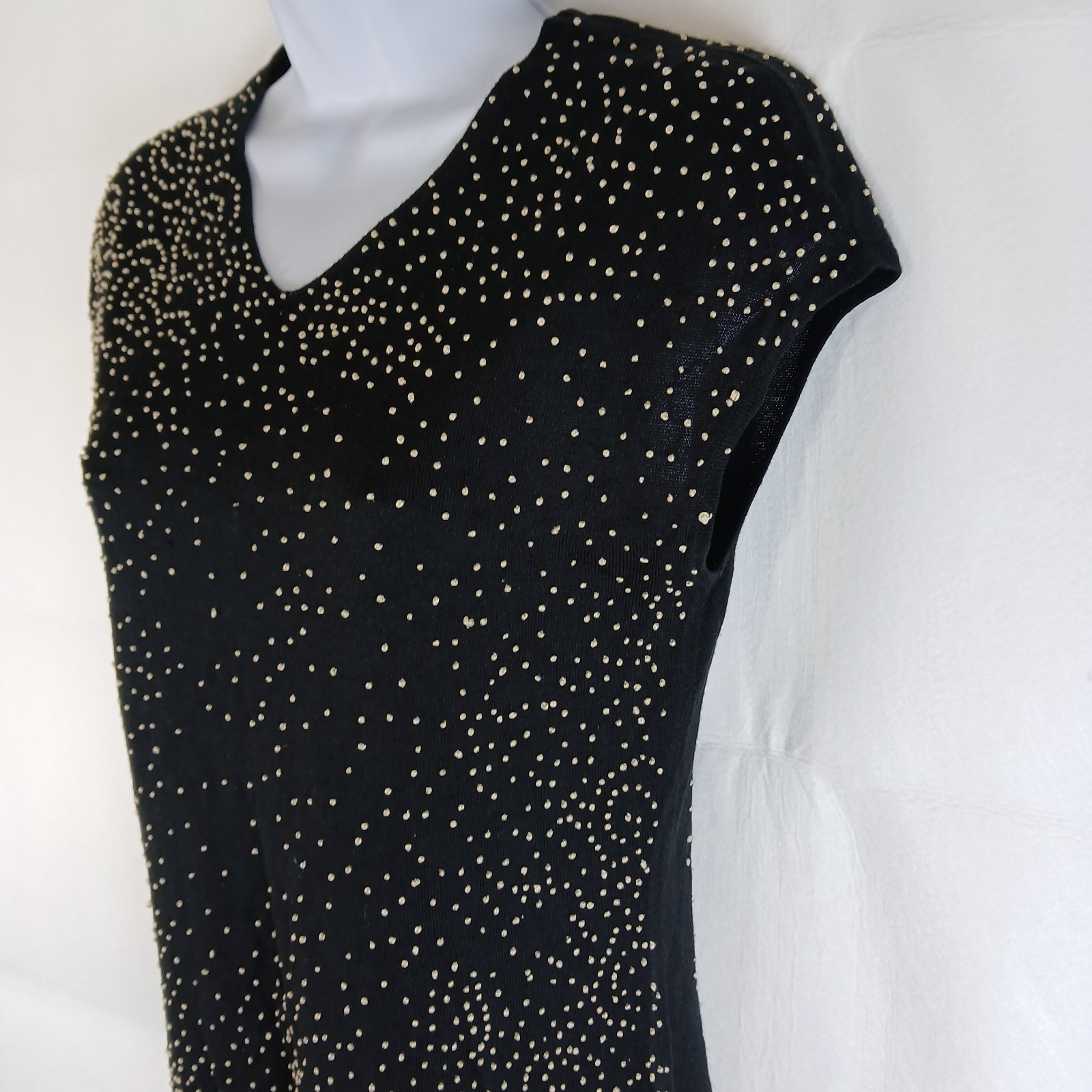 Banana Republic 80% Silk Blend Studded Blouse Size M Black Glam Luxe Minimalist