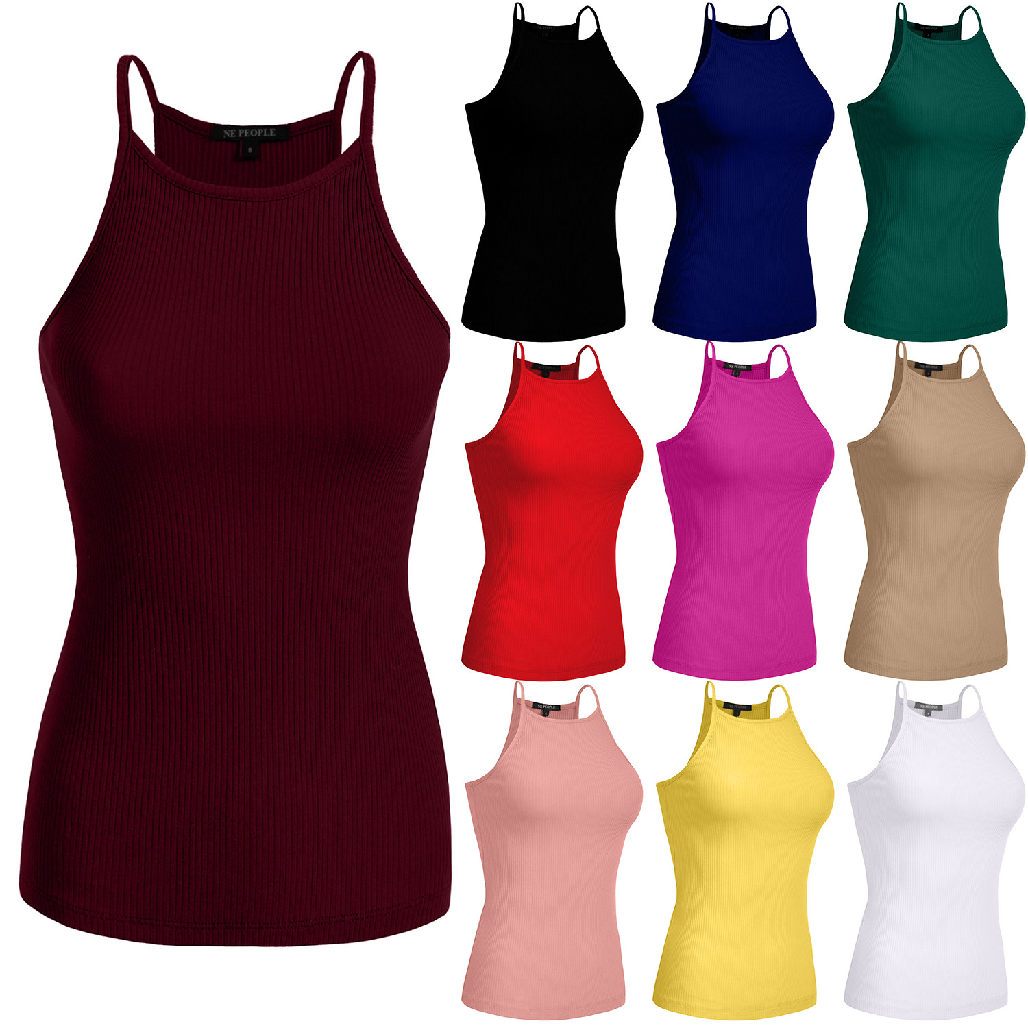 NE PEOPLE Womens Basic Casual Spaghetti Halter Neck Racerback Tank Top [NEWT213]