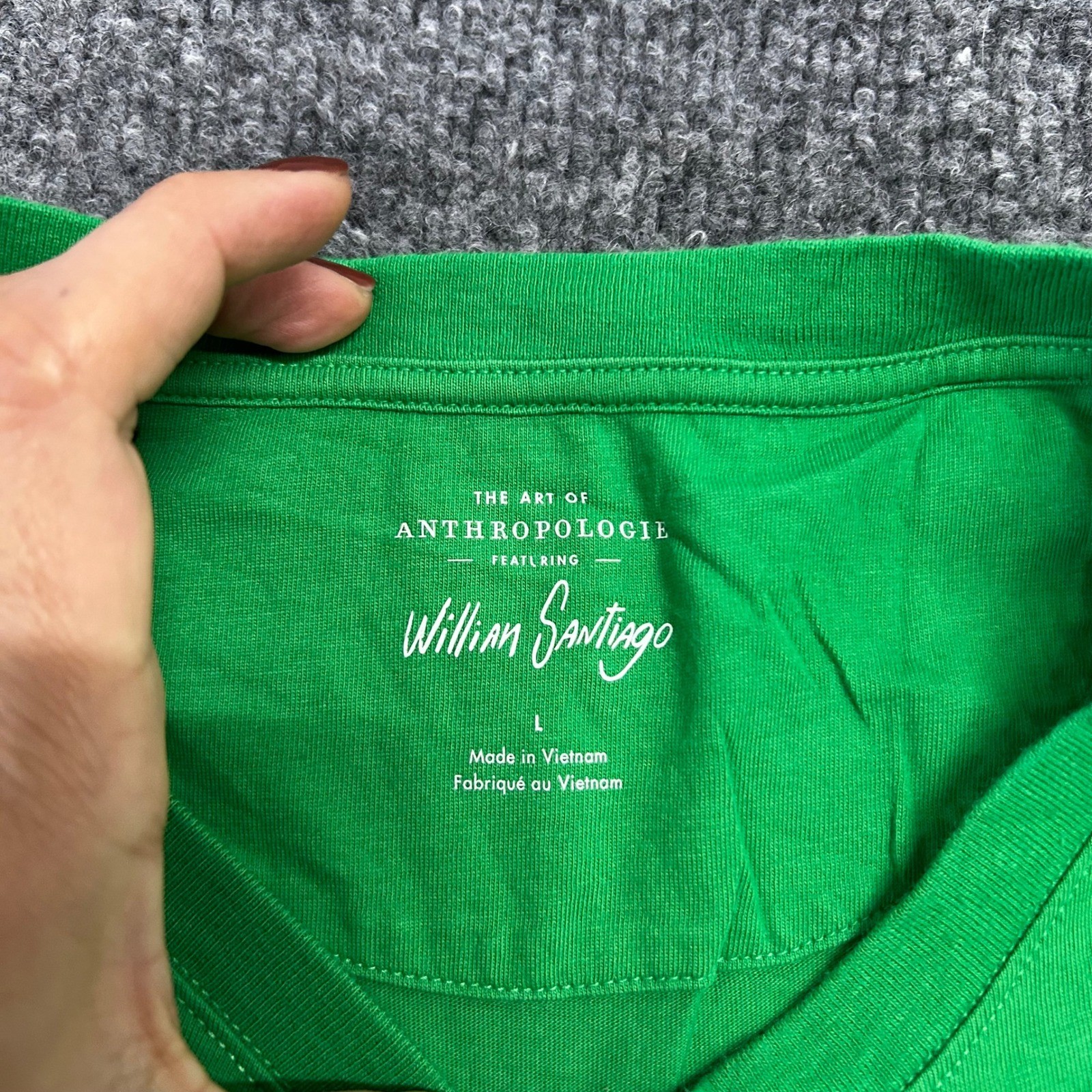 Anthropologie T-Shirt Womens Large Green Willian Santiago Panther Graphic Tee