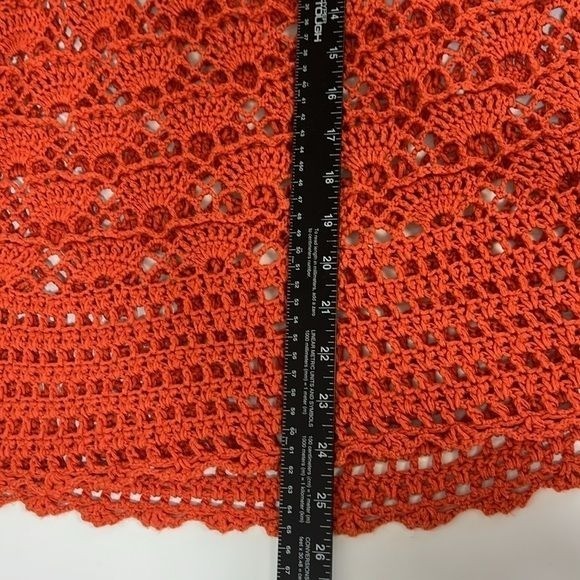Intrigue Crochet Womens Top M Orange Cotton Acrylic Relaxed Boho Style