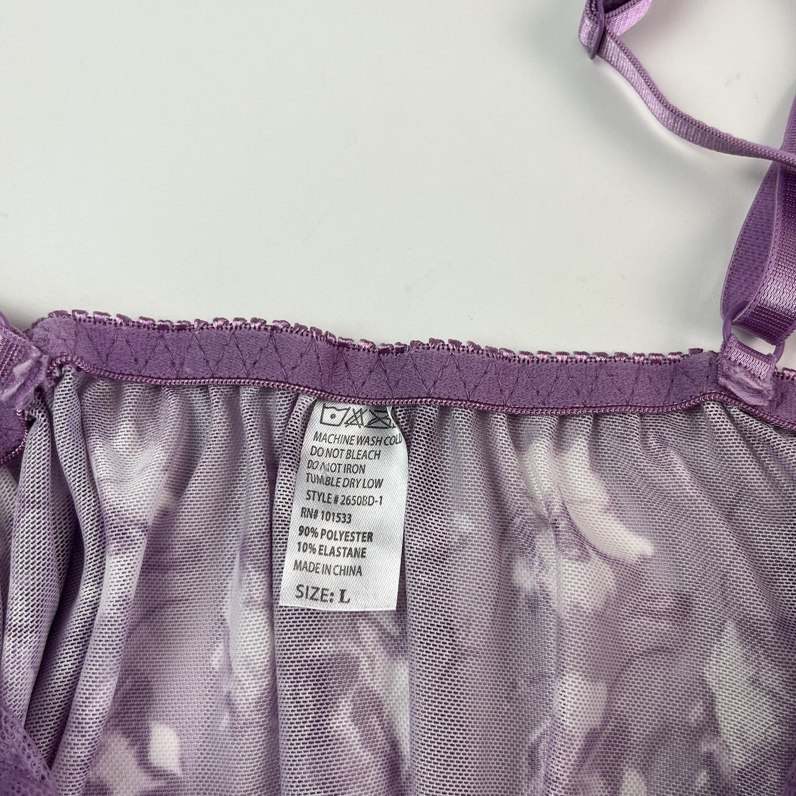 Floral Lace Babydoll Slip Tank Top L Mesh Purple Fairy Grunge Coquette Indie