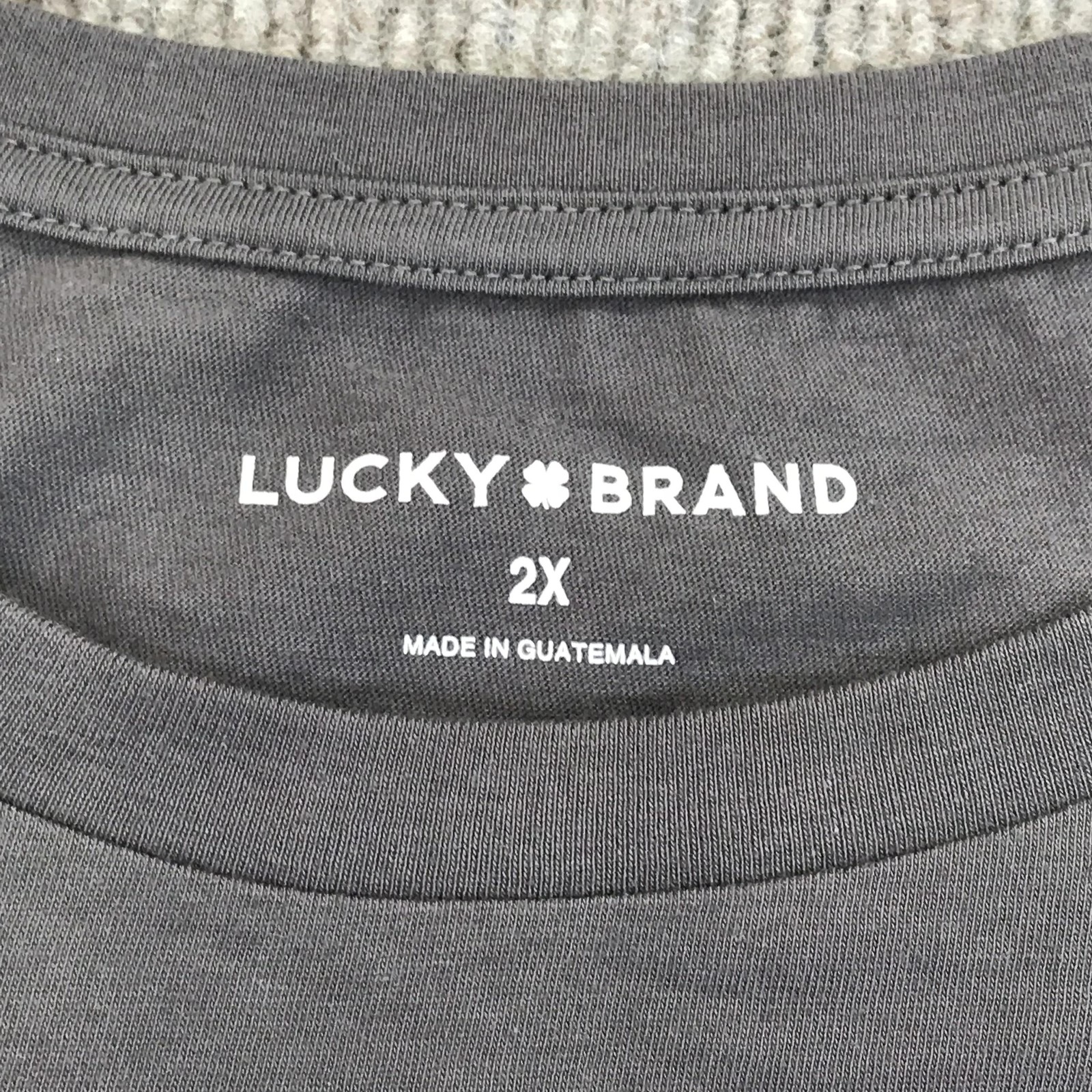 Lucky Brand Shirt Womens Plus 2X Gray Country Heart Western Graphic Tee Top