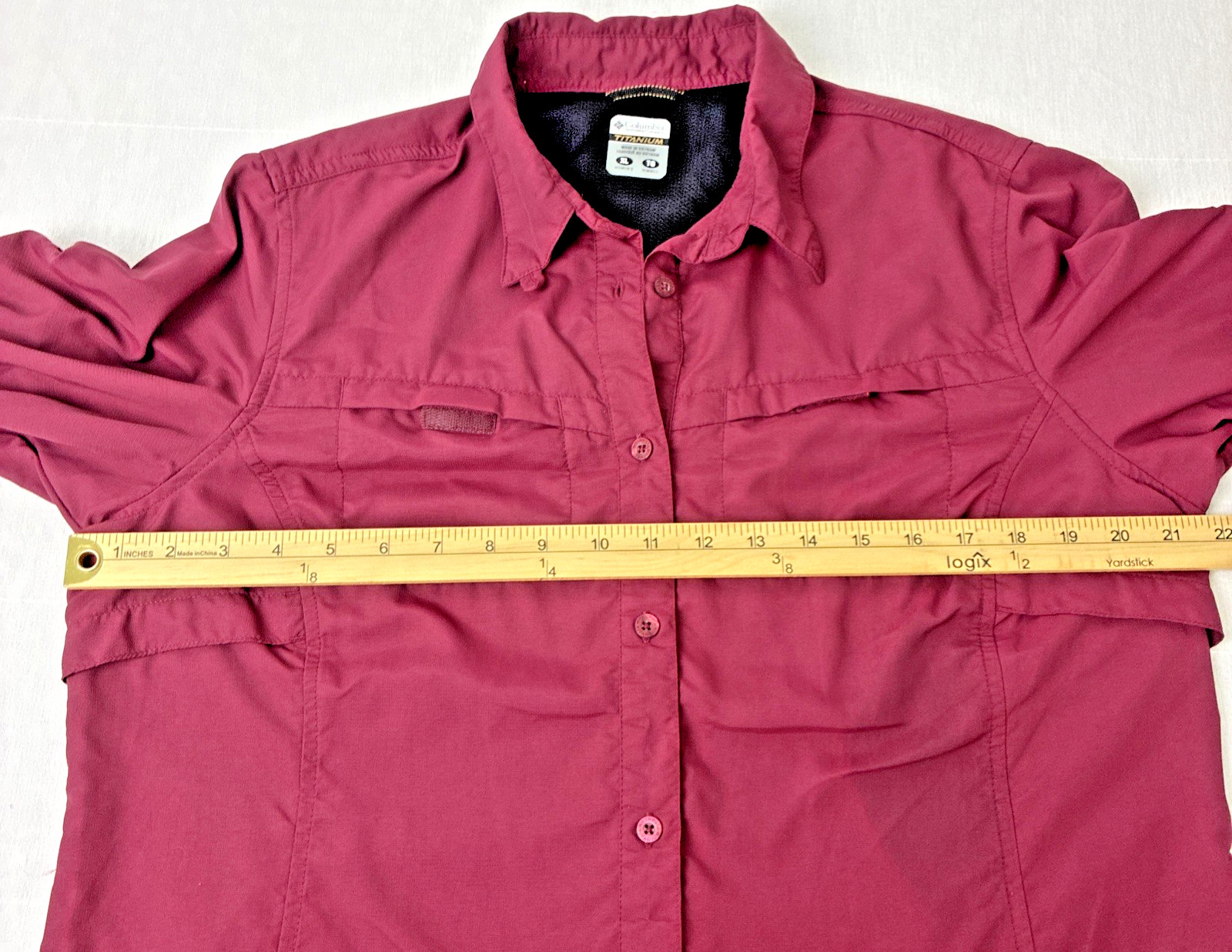 Columbia Titanium Women’s Button Up Shirt Maroon Long Sleeve Outdoor Hiking Vent