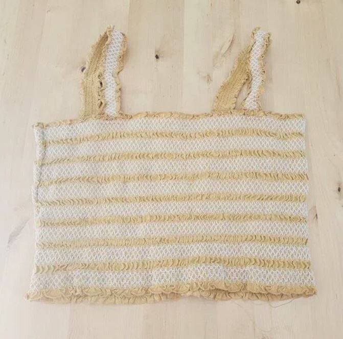 Aeropostale Women-blouse tube top with straps Sz Large L Gold White