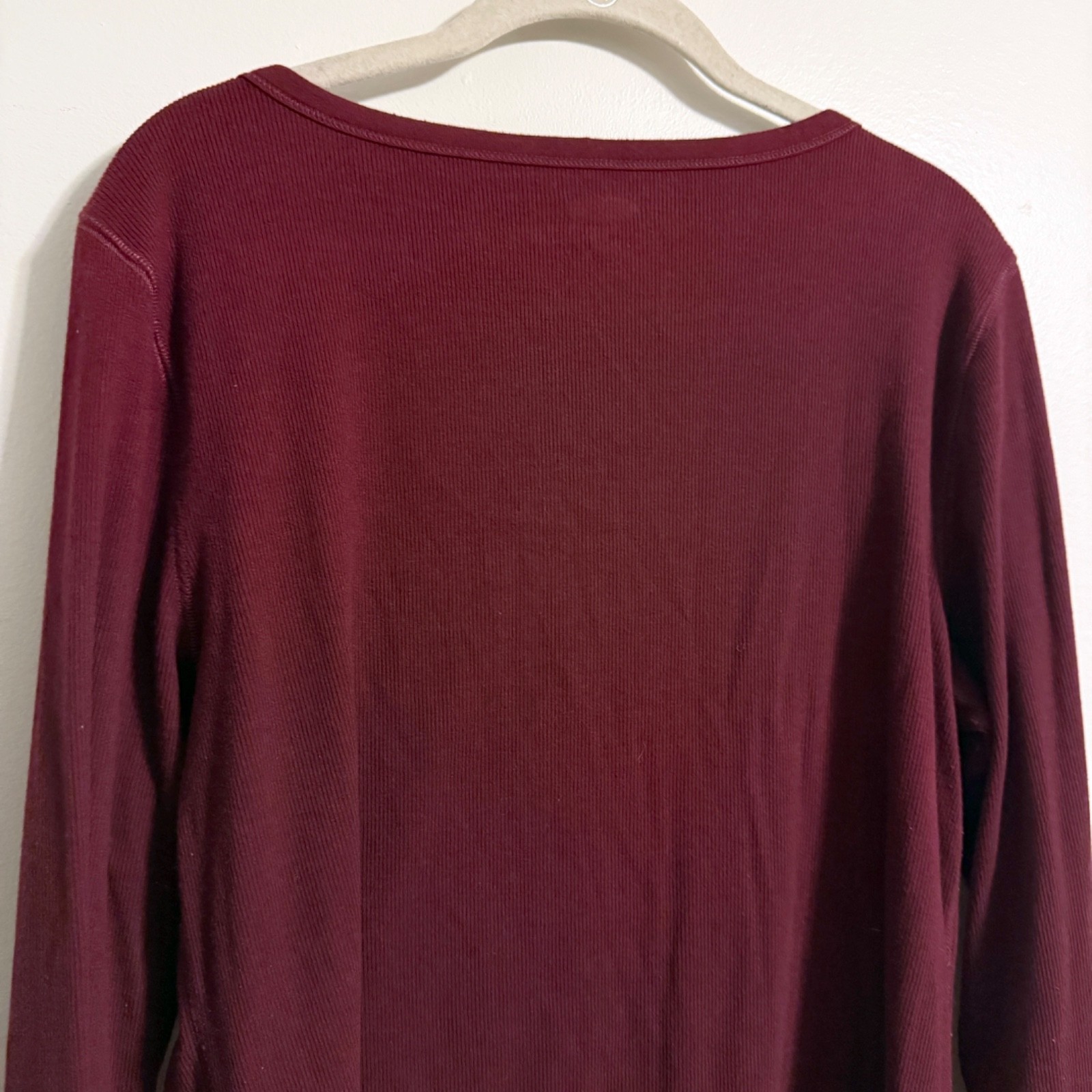 Old Navy Burgundy Slim Fit Ribbed Henley Size Extra Large