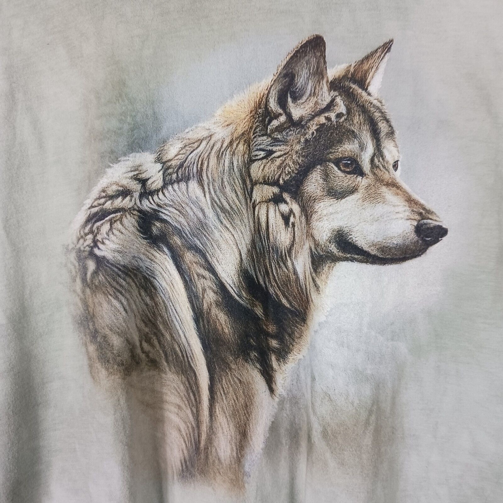 The Mountain Wolf Tie Dye V Neck Tee Womens L Green Festival Nature Goirpcore