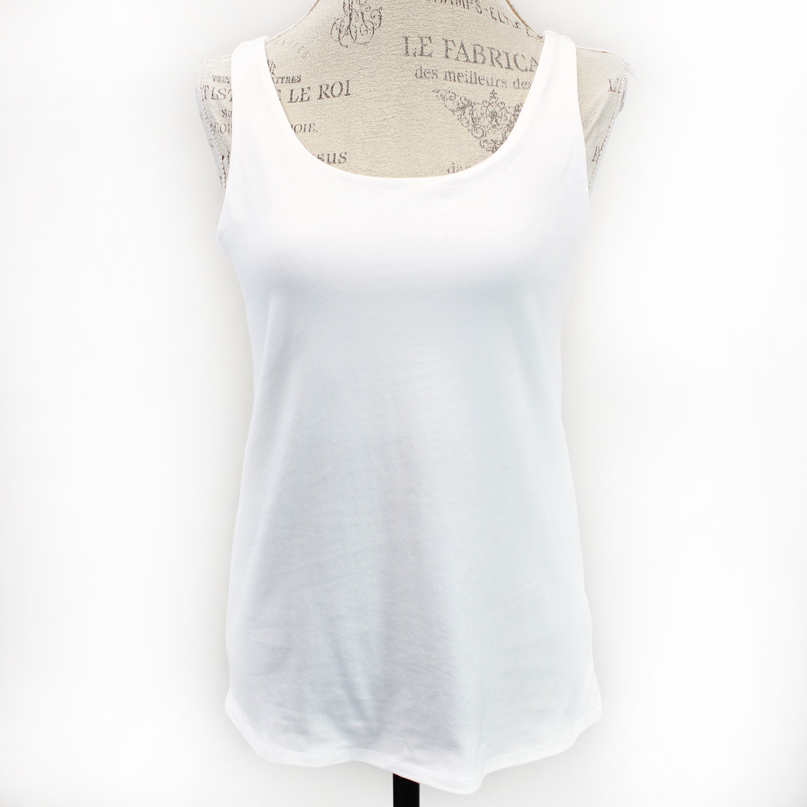 J.JILL White PERFECT SHELF-BRA TANK TOP Scoop Neck Casual Summer Large