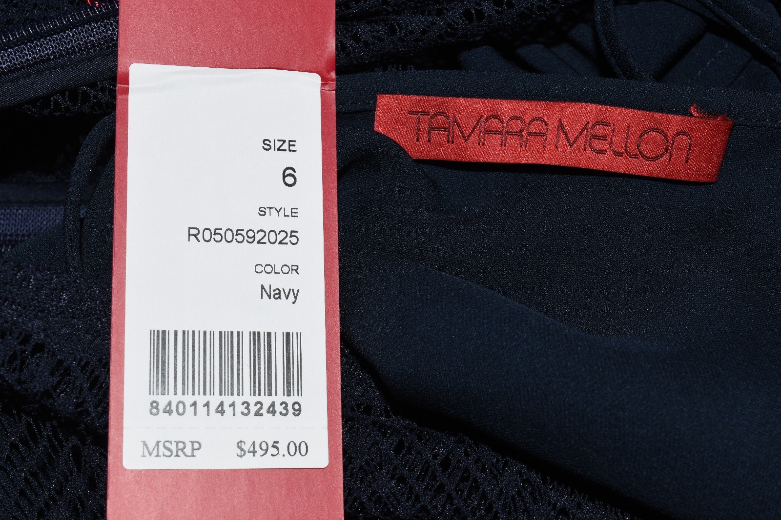 $495 NEW Tamara Mellon Lace Top With Cami Blouse Tank Navy Blue 4 6