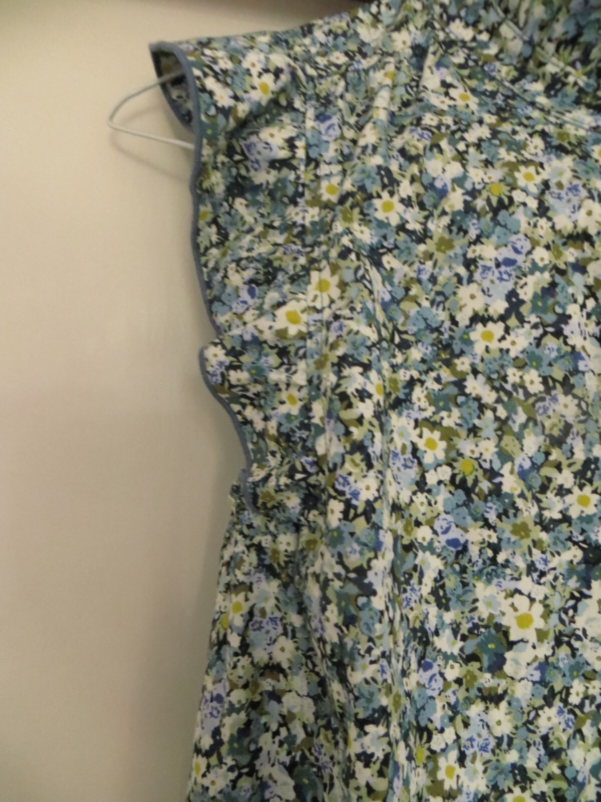 BNWT Sezane Caro Blue Print 100% Cotton Shirt Blouse Ruffles Sz XS / EU34 (UK 6)