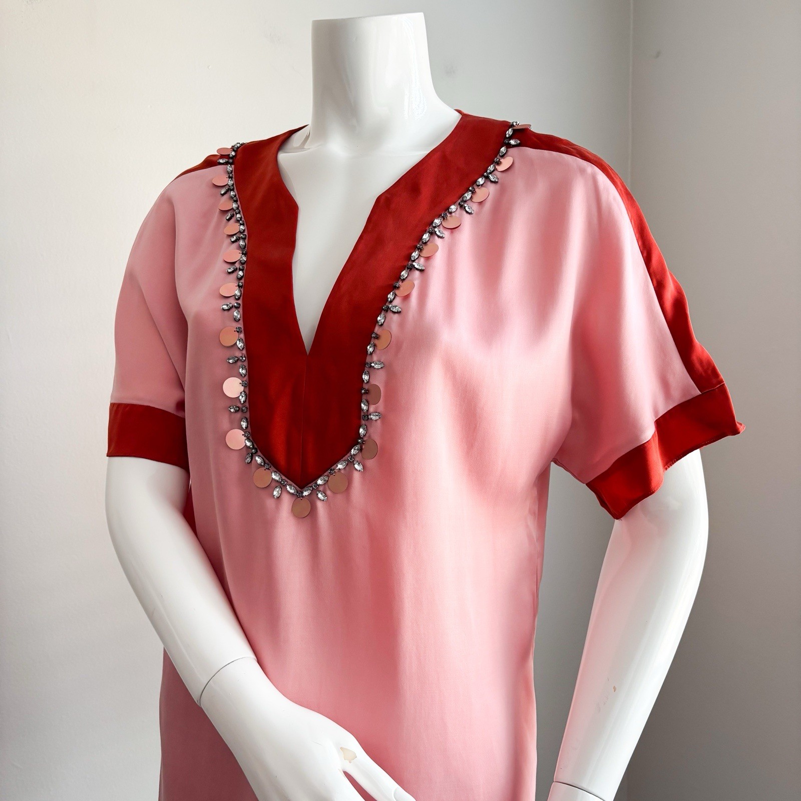 Tory Burch Silk Blouse Top Pink Red Pullover Relaxed Boho Old Money Career 2