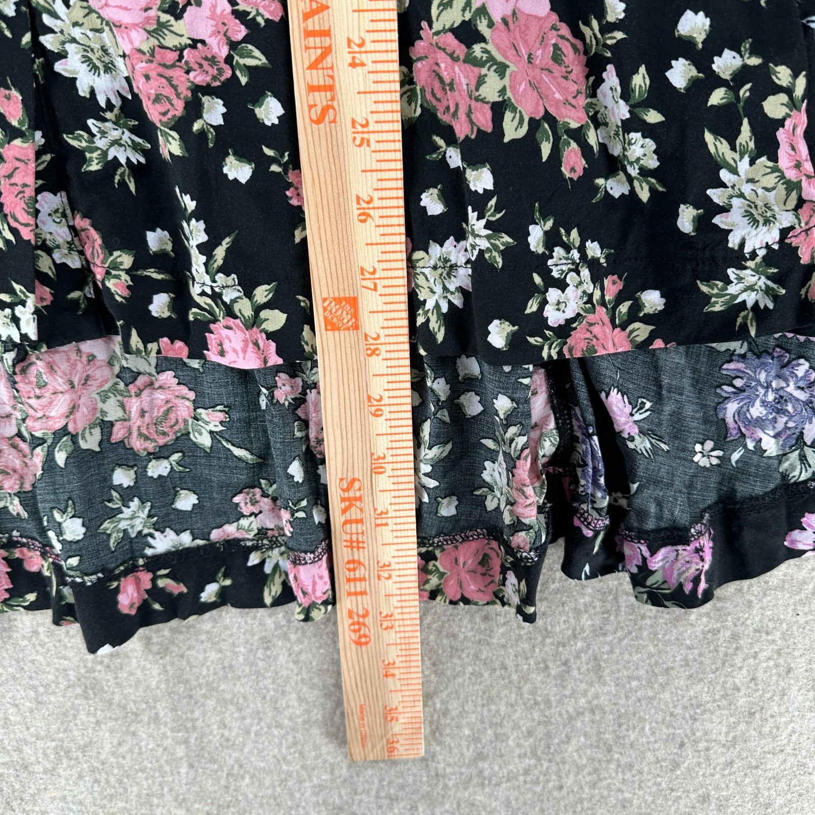 FREE PEOPLE Loretta Floral Tunic Blouse Ruffle BOHO Western Festival LG