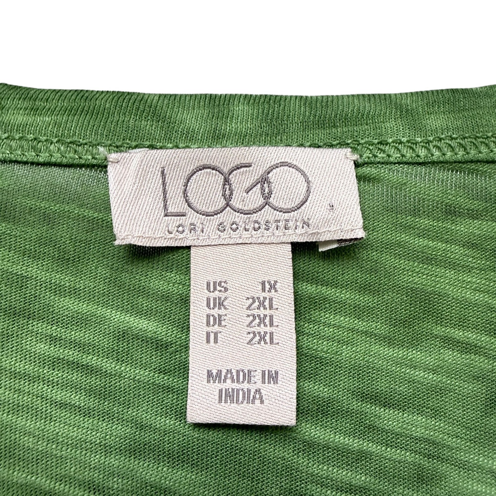 LOGO Lori Goldstein Green Tunic Tee Plus Size 1X Snap Henley Boho Top NWOT