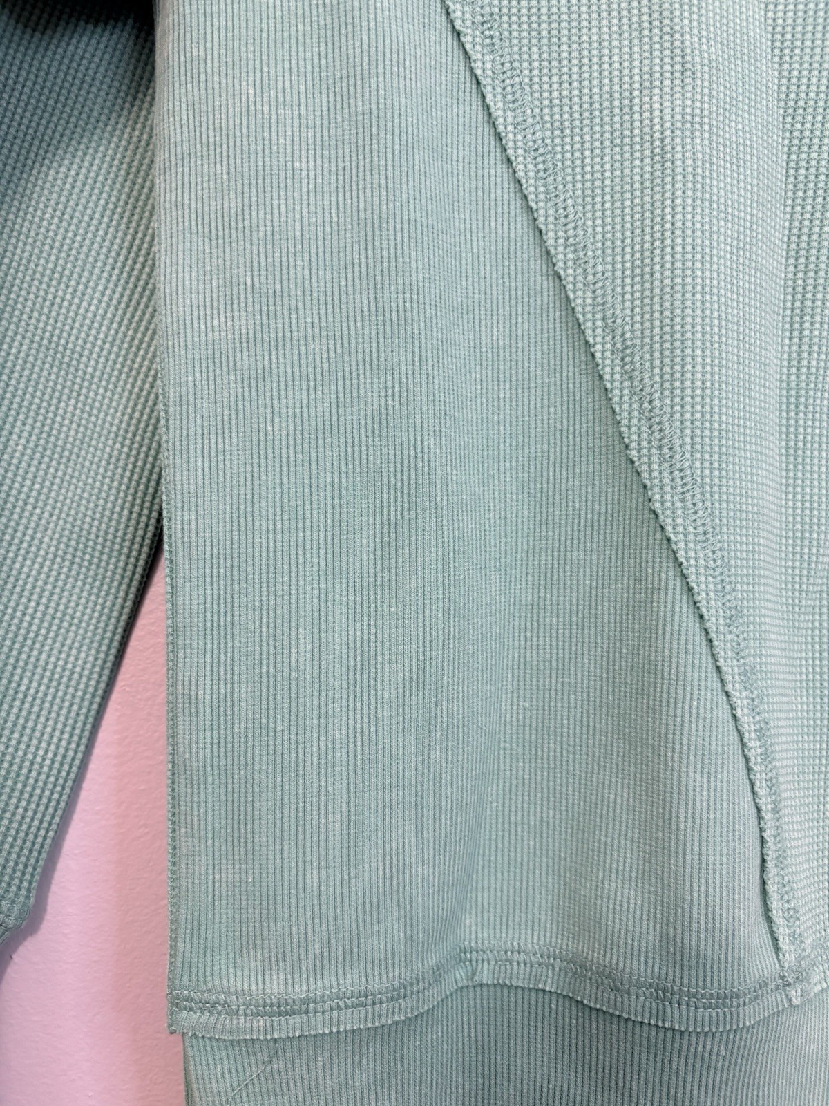Seven7 Women’s Seafoam Green Long Sleeve Waffle Fabric Top Size XXL