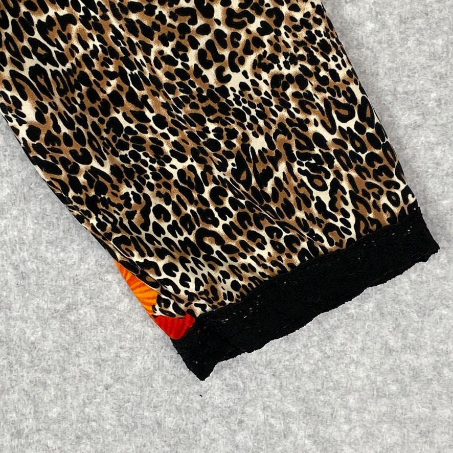 New York City Design Co Top Womens XL Animal Print Lace Trim Cami Slit Front