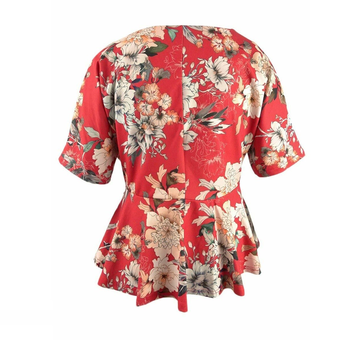 City Chic Womens Plus S/16 Red Floral Seduction VNeck Twist Front Top NWT AF42