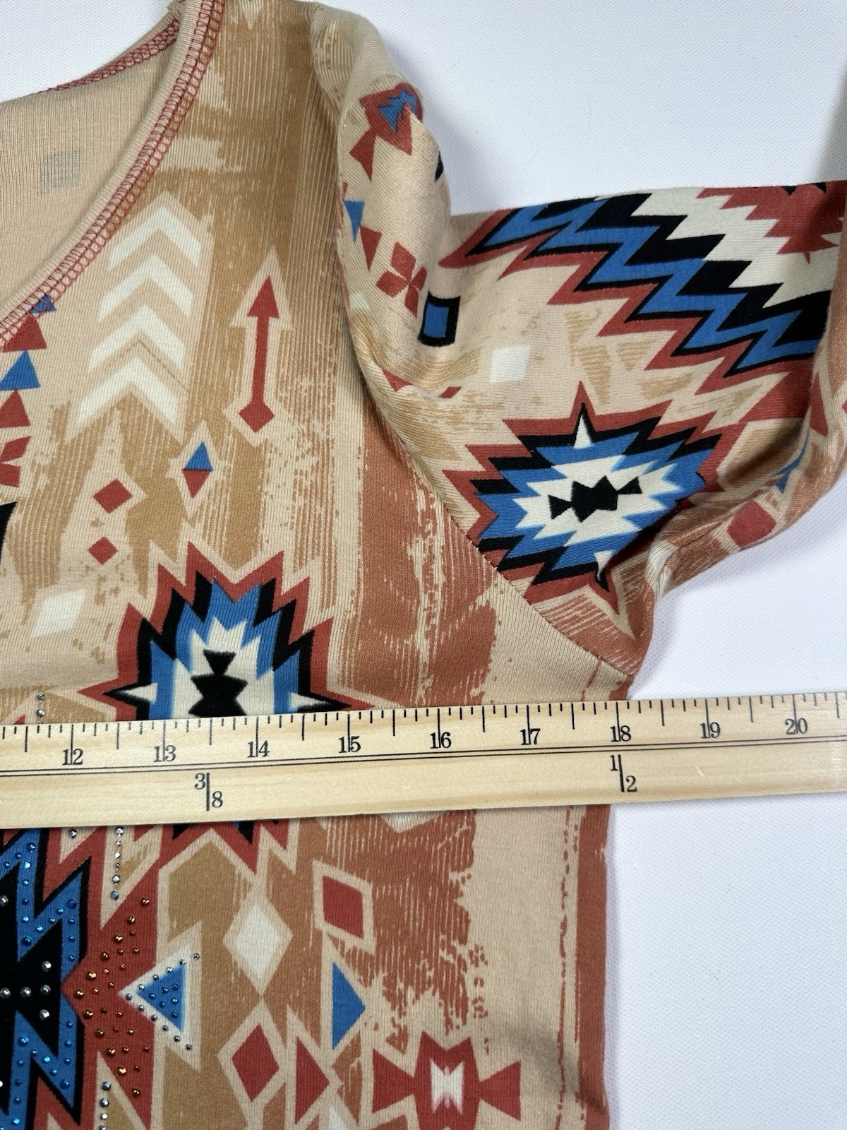 Cactus Bay SMALL Western Aztec Southwest Boho Native Tribal Embellished Shirt