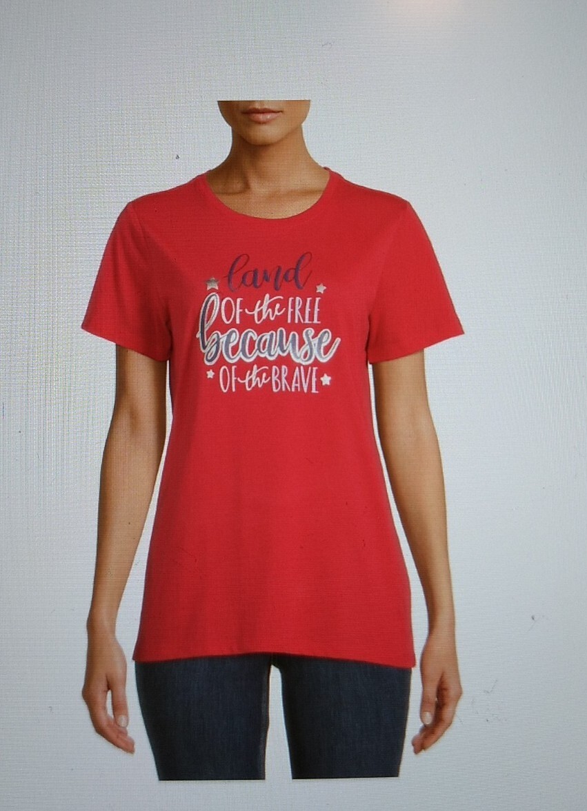 t shirt women SIZE LG 12/ 14 red patriotic