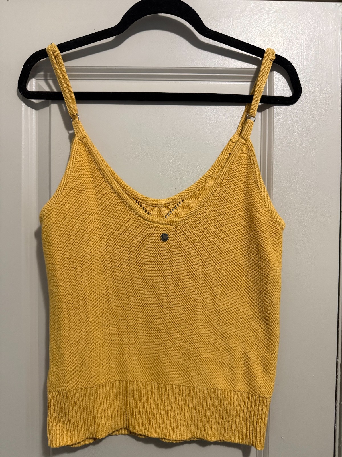 Roxy Marigold Fitted Ribbed Chevron Knit Camisole Womens Tank Top XL New Unworn