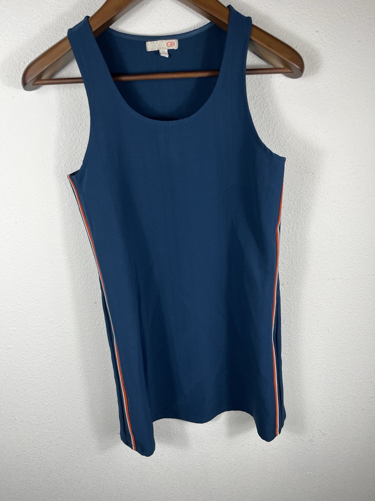 Gianni Bini Navy sleeveless tank red white XS orange piping along the side seams