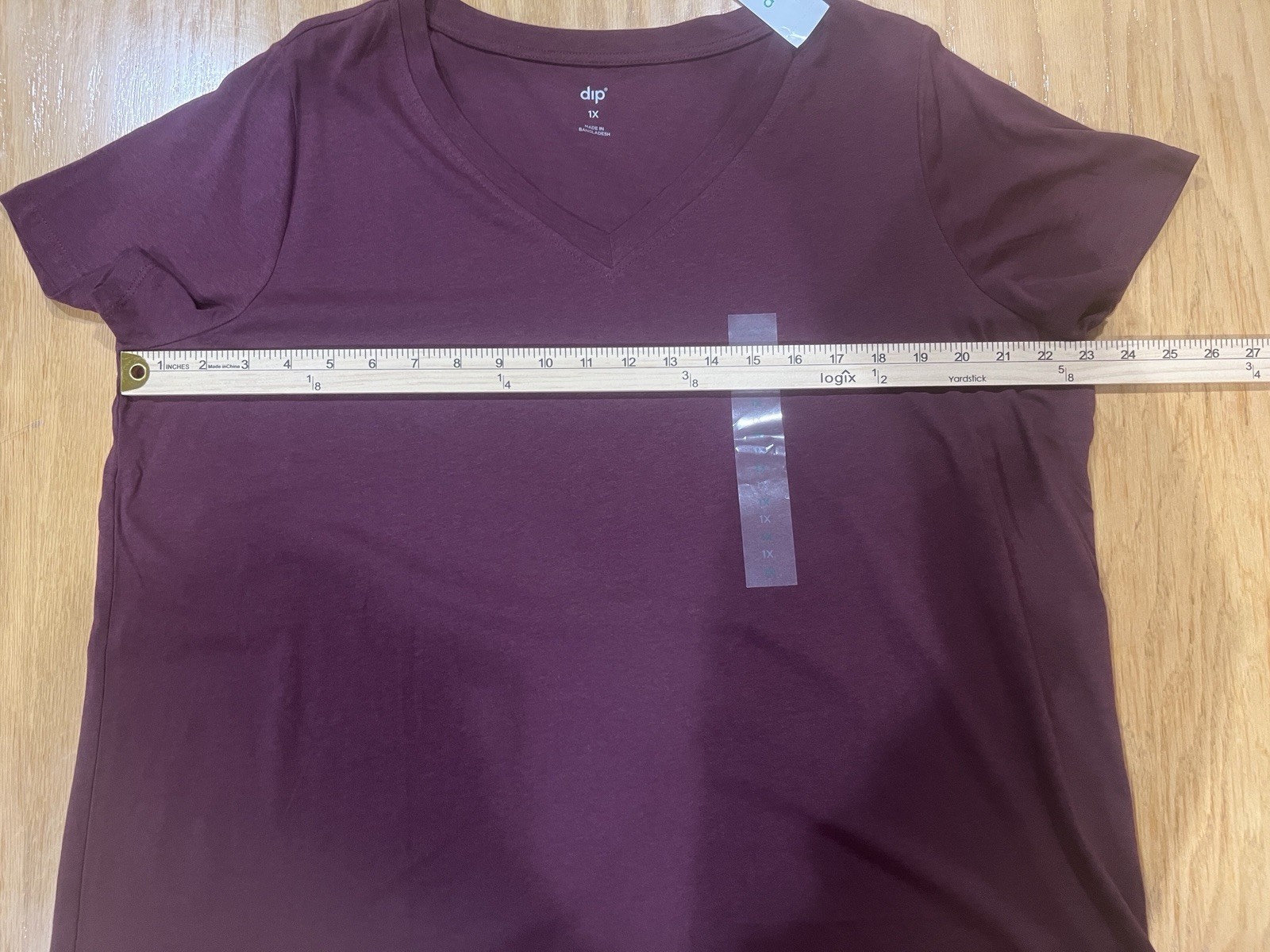 NWT Dip Burgundy V-Neck T-shirt Size 1X
