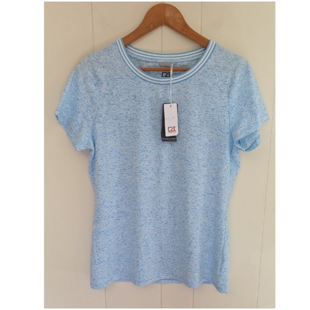 Cutter & Buck Light Blue Dry Tech Tennis Golf Athleisure Performance Tee Women L