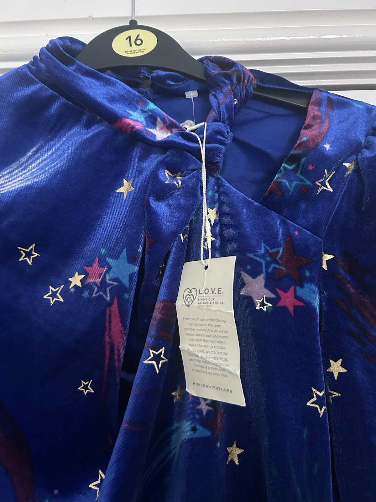 Monsoon “Ginny” Celestial Shooting Star Print Cobalt Blue New With Tags Size M