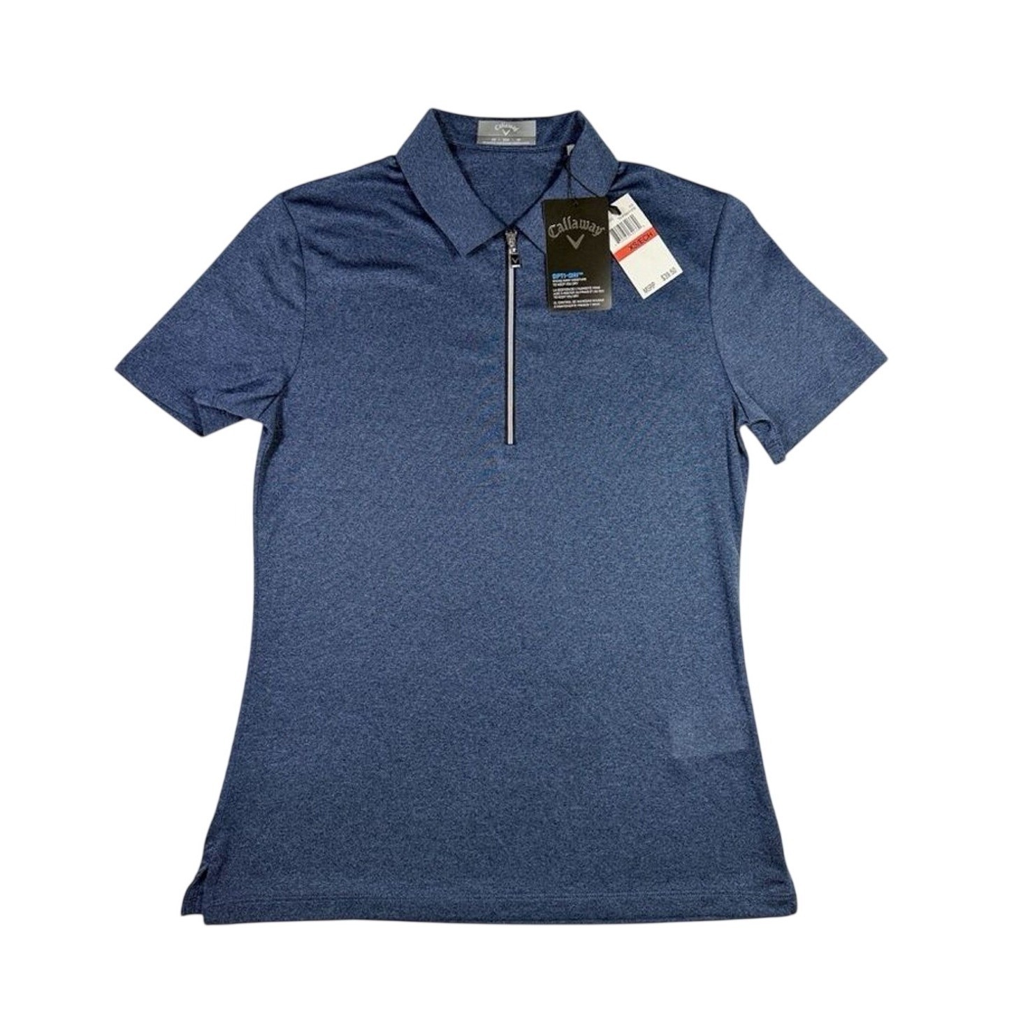NWT Callaway Women XS True Navy Heather Zip Collar Golf Polo Activewear