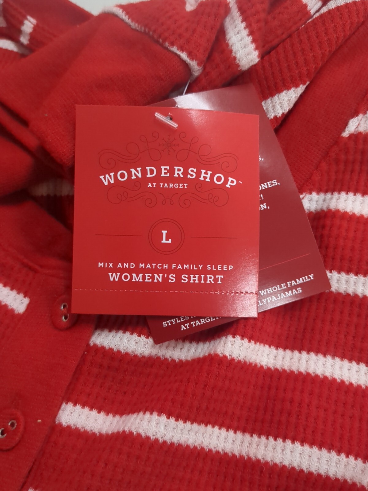 Target Wondershop Women’s Red Striped Thermal Henley Top – Size L