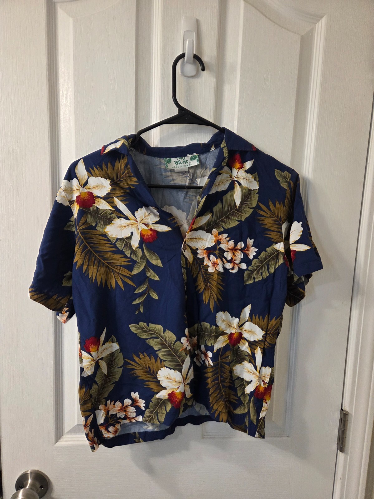 Two Palms Women’s Hawaiian Floral 100% Rayon Shirt Made In USA Size 14 #S102