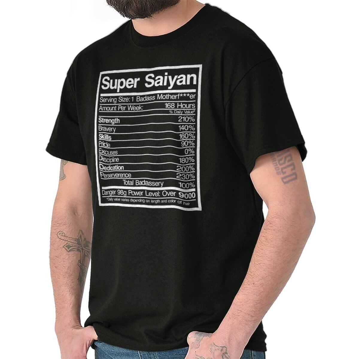 Anime Manga Super Badass Nutrition Facts Womens or Mens Crewneck T Shirt Tee