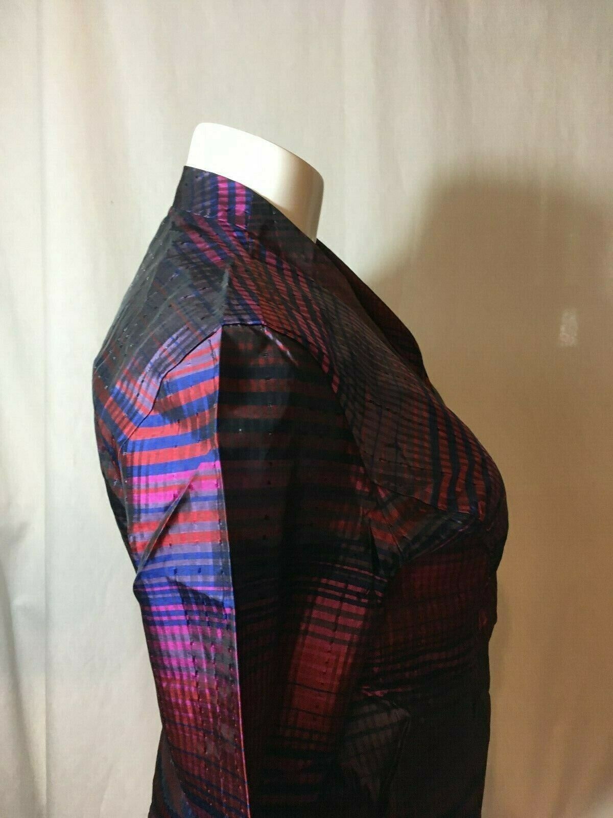 NEW COLDWATER CREEK WOMEN’S COLORFUL SIZE S M L XL 1X ZIP FRONT BIAS PLAID SHIRT