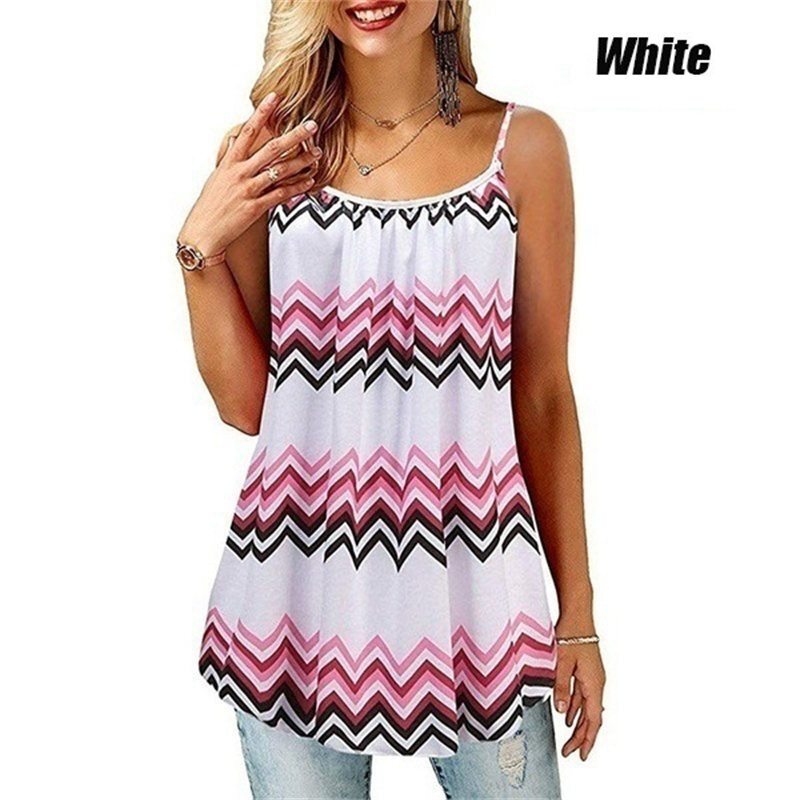Women’s Strap Top Loose Casual Large Size Oversized Printed Summer Fashion