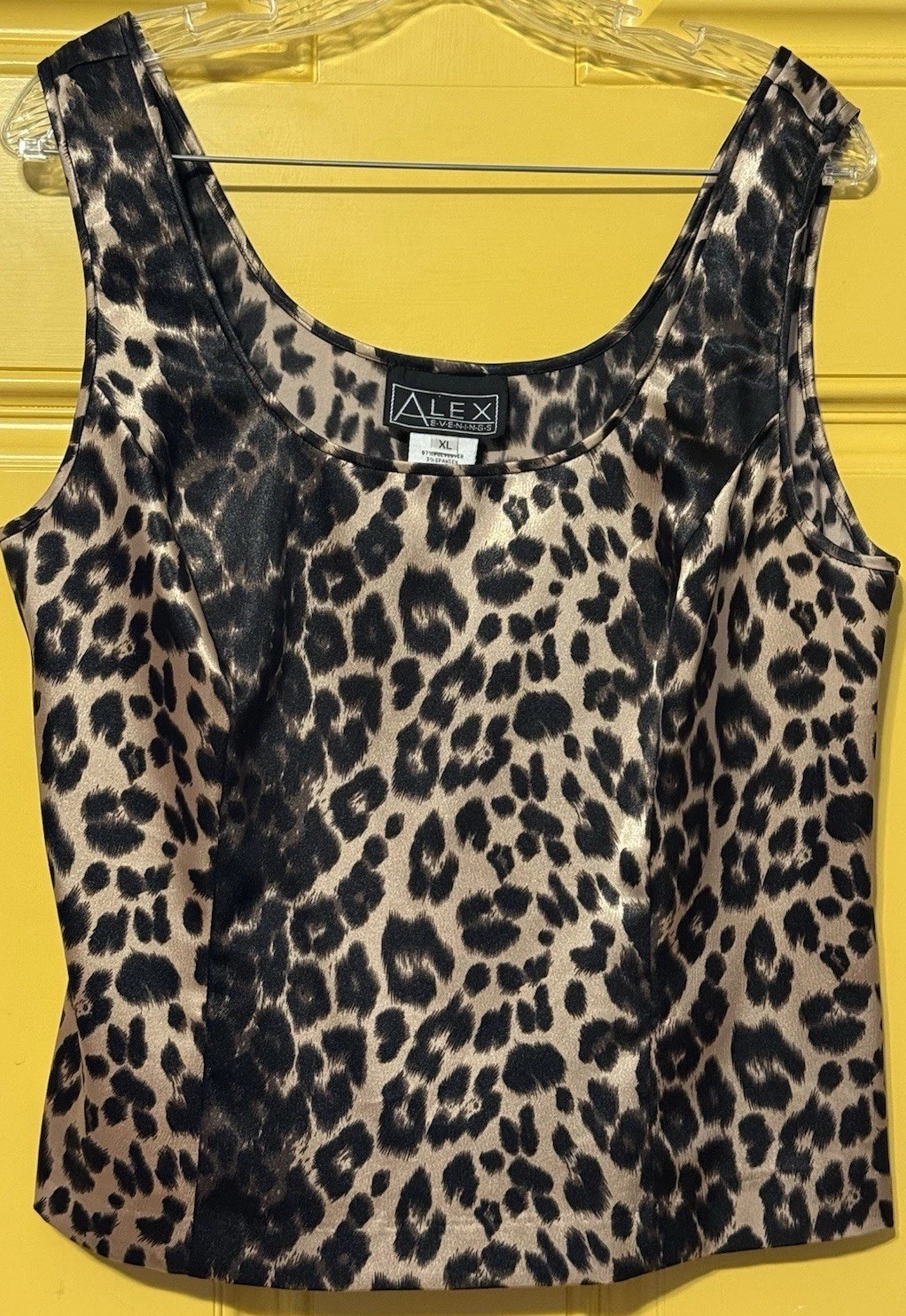 Alex Evenings Leopard Shell Tank Top Blouse Structured Career Layer Evening XL