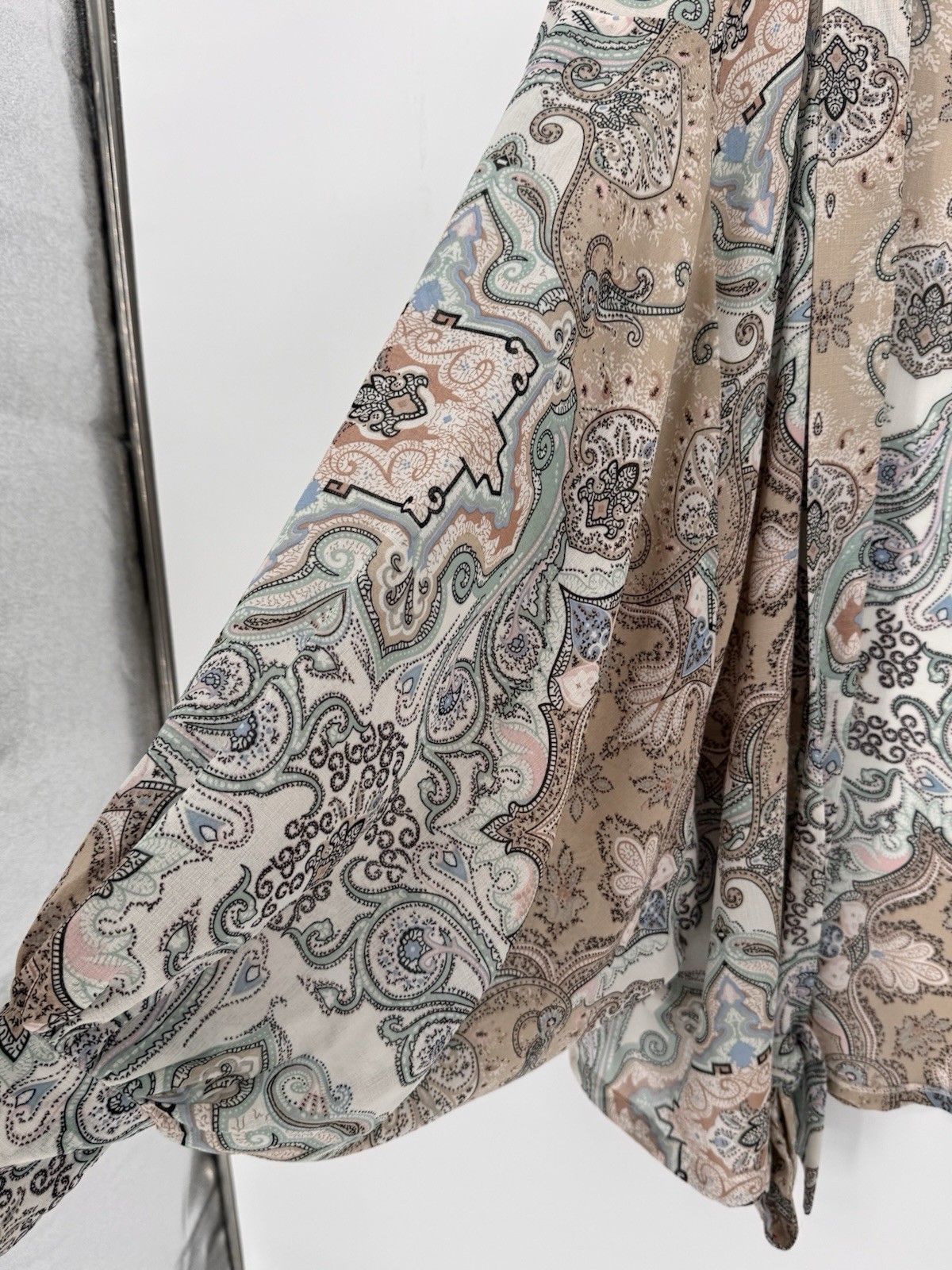 I Love Wrap Top Size Small Medium Paisley Print Long Sleeve Pastel Bohemian Chic