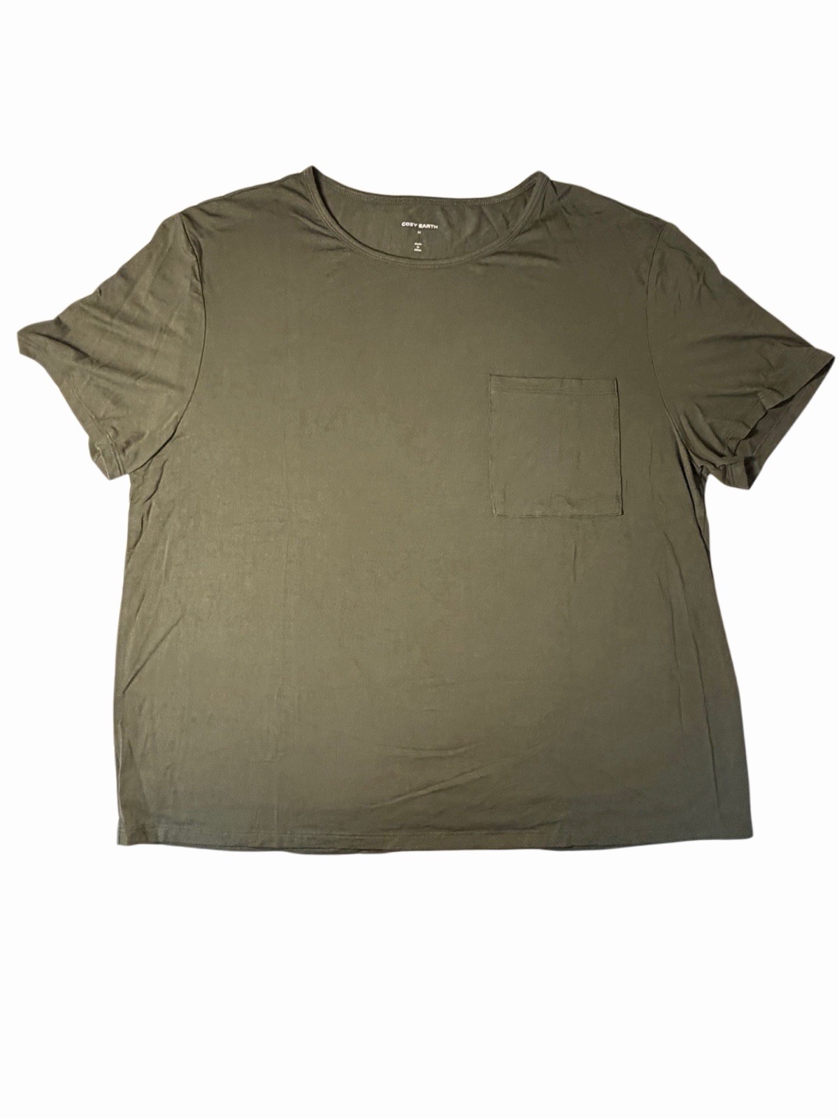 Cozy Earth Bamboo Stretch-Knit Lounge Tee – Olive – M NWOT