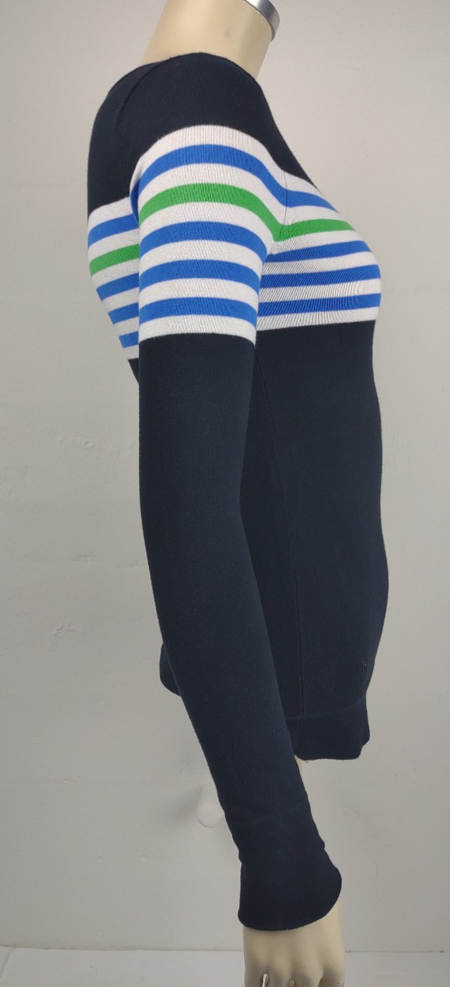 Lilly Pulitzer dark blue white striped cotton blend knit top thin sweater XS
