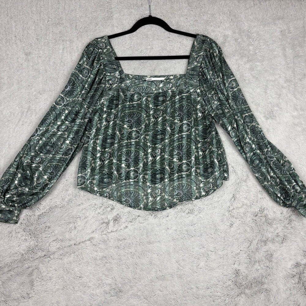 Lucca Blouse Square Neck Floral Print Balloon Sleeve Peasant Crop Womens XS