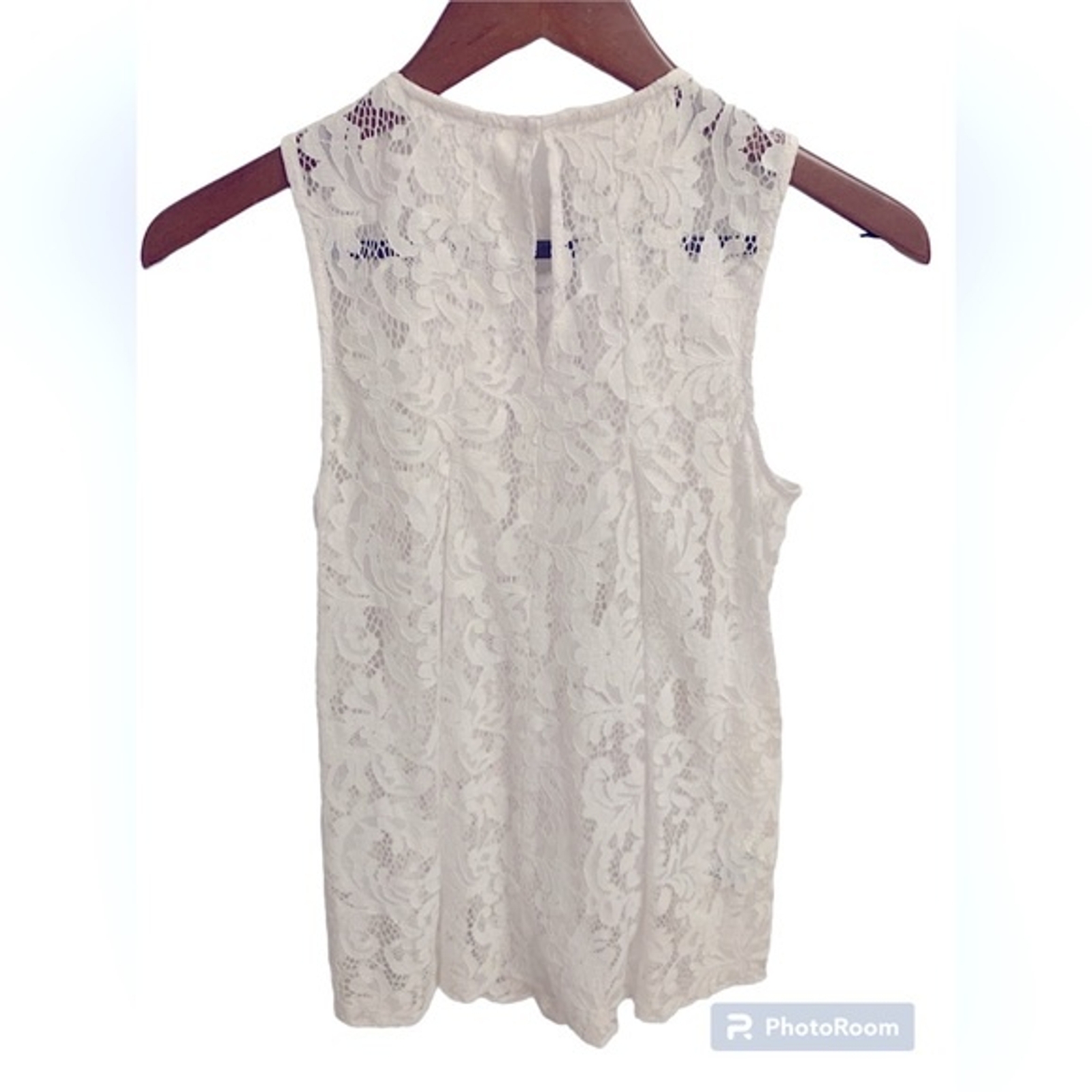 BCBG white, floral, lace, pleated, flowy top