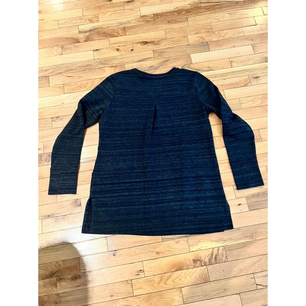 Duluth Trading Co Womens Charcoal Gray Space Dye Knit Tunic Top Side Pockets L