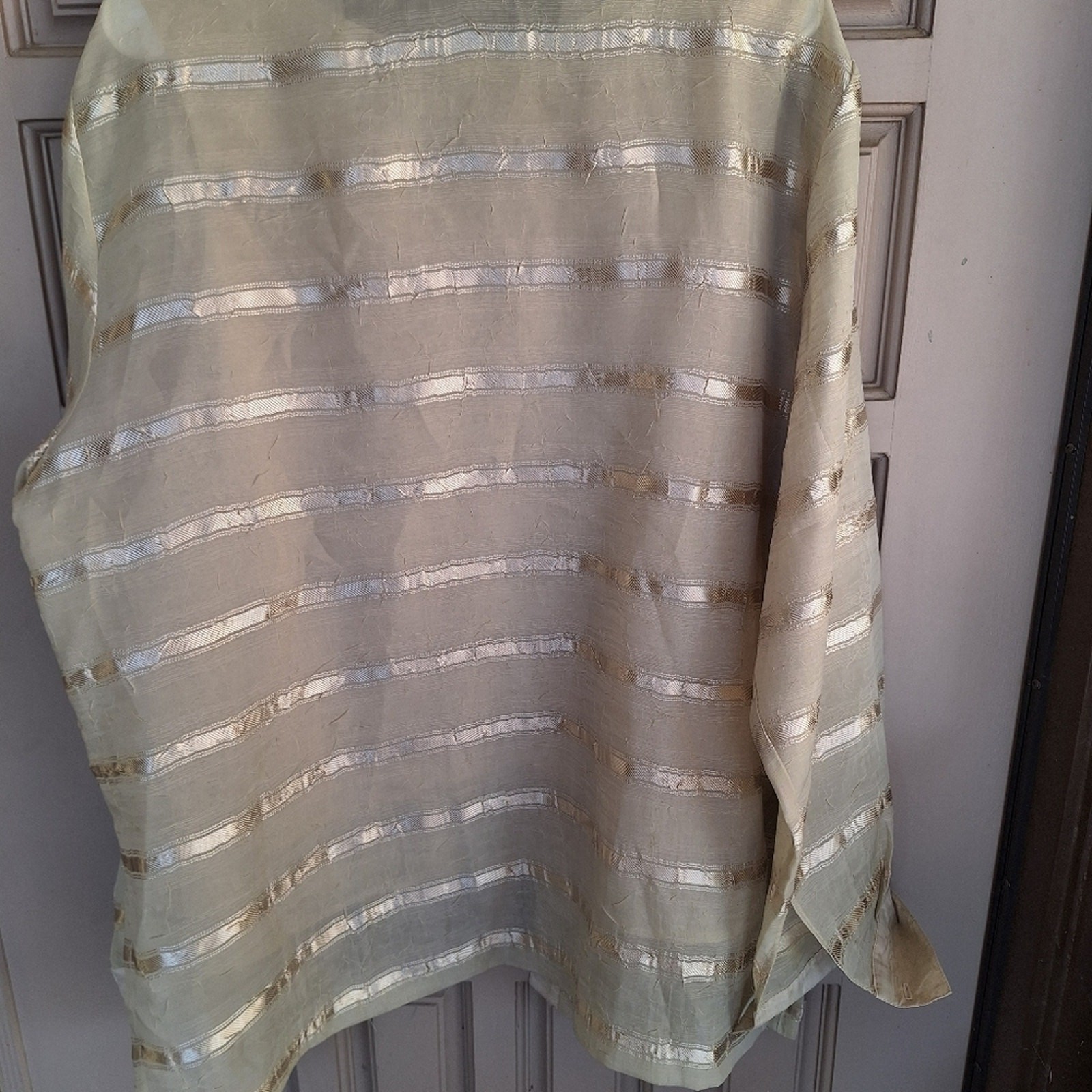Collection by Connie 2Pc Top SzXL Lined Tank W Over Shirt Creme Silky Shiny Nice