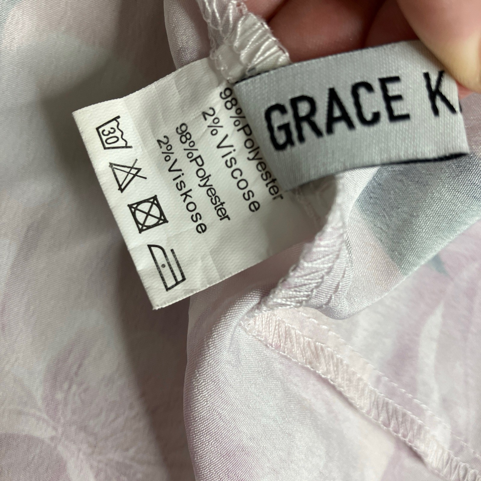 Grace Karin Top Womens Medium Pink Floral Ruffle Neck Lace Trim Sleeveless Satin