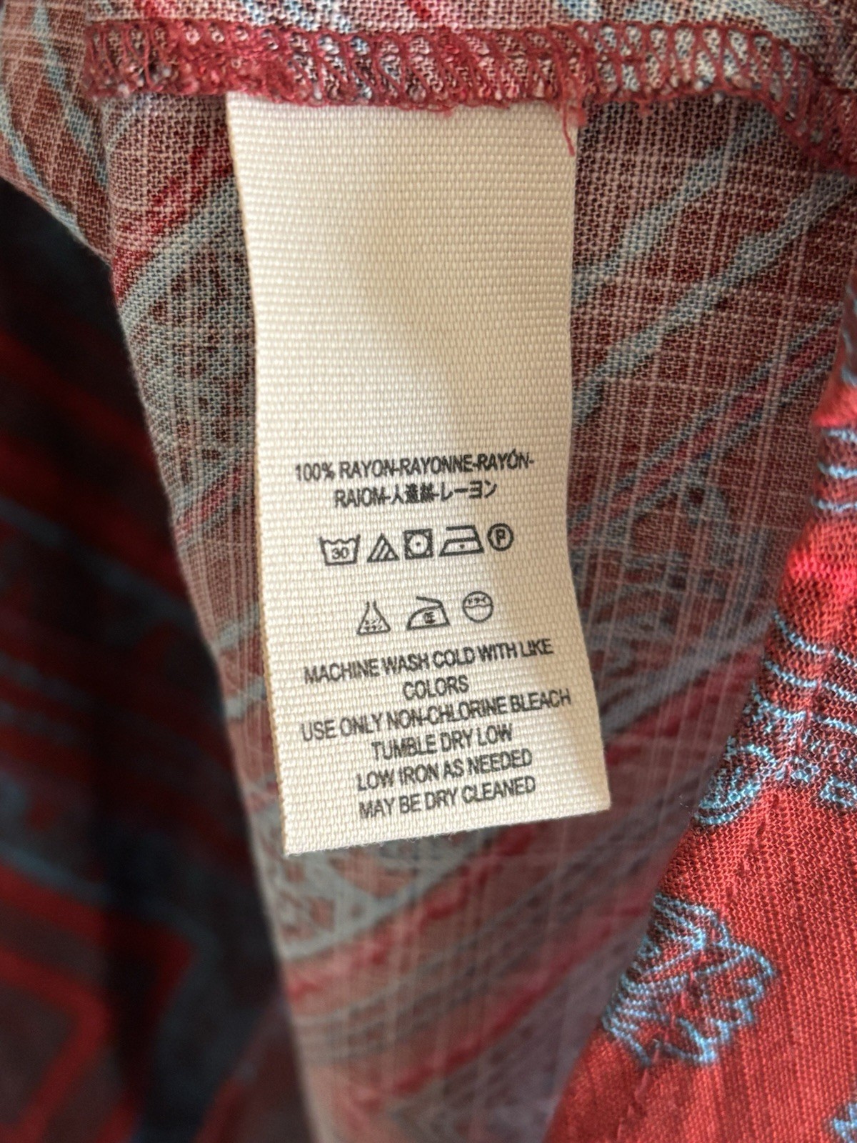 Free People Walking On A Dream Tunic Top Women’s S Red Blue Keyhole Aztec Boho