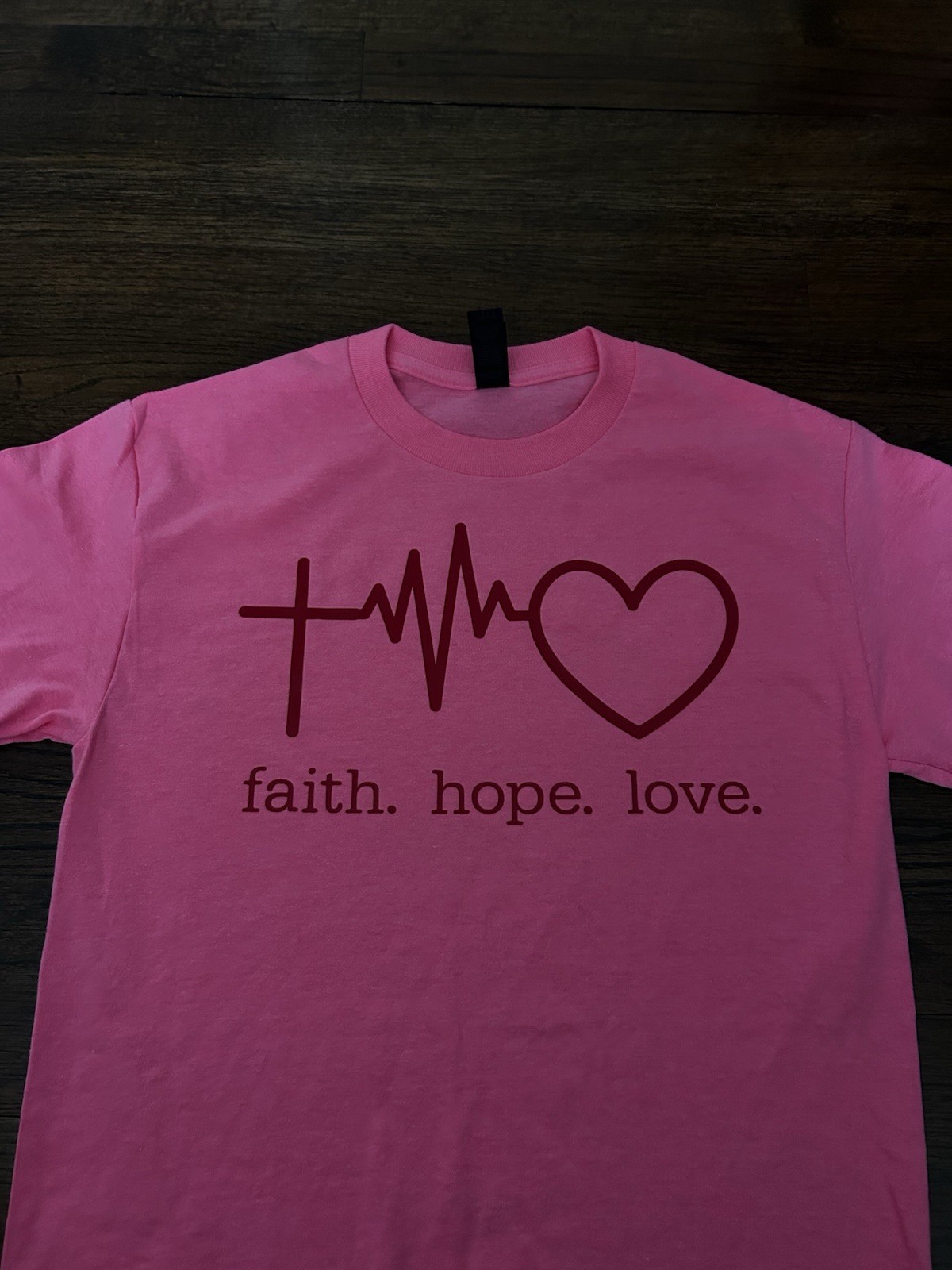 Made for More Apparel Pink Faith Hope Love Christian T-Shirt Unisex S Cotton