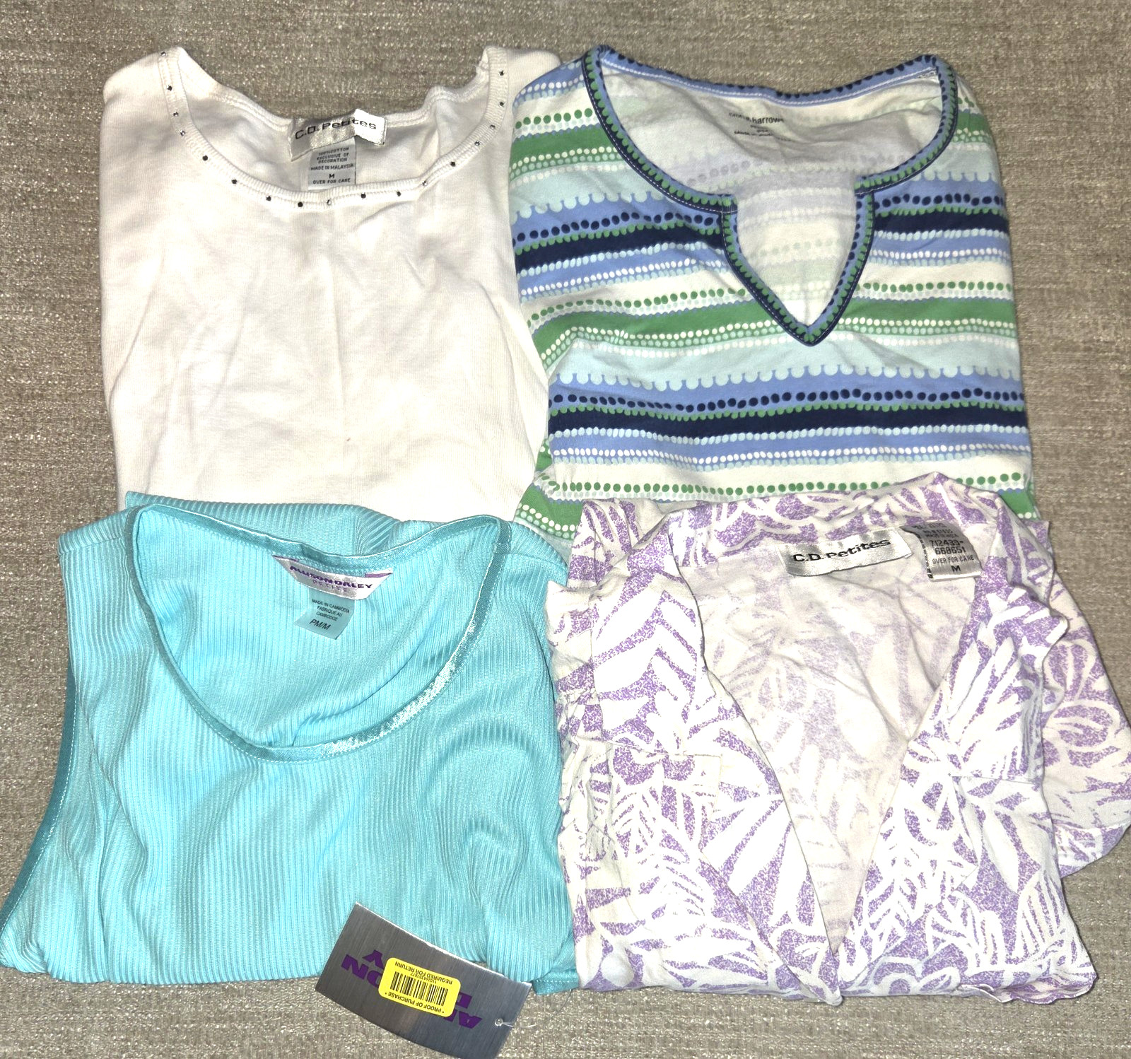 Lot Of 4 Womens T-shirts Tops Size M PETITE Excellent condition & 1 is NWT!