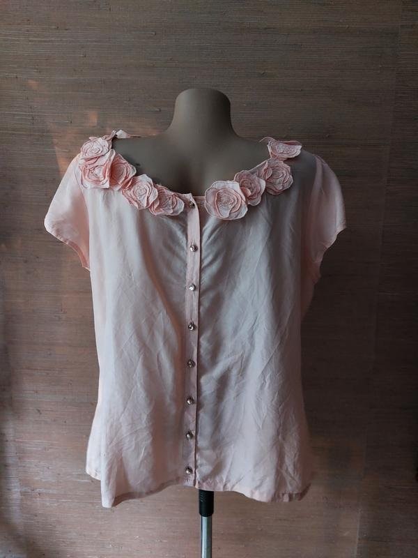 Women Monsoon shirt pink silk 40/L #NN6R