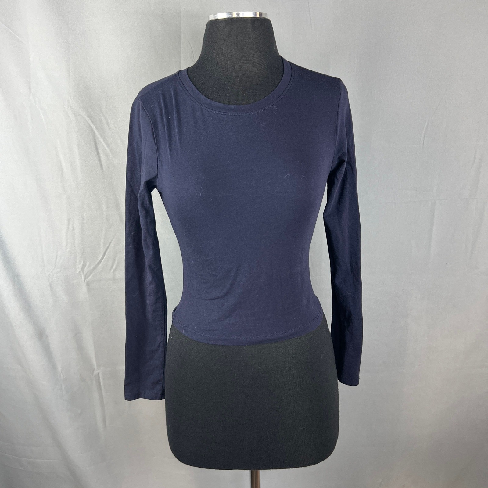 Active USA Cropped Top Womens Medium Navy Blue Cotton Stretch Athletic Training