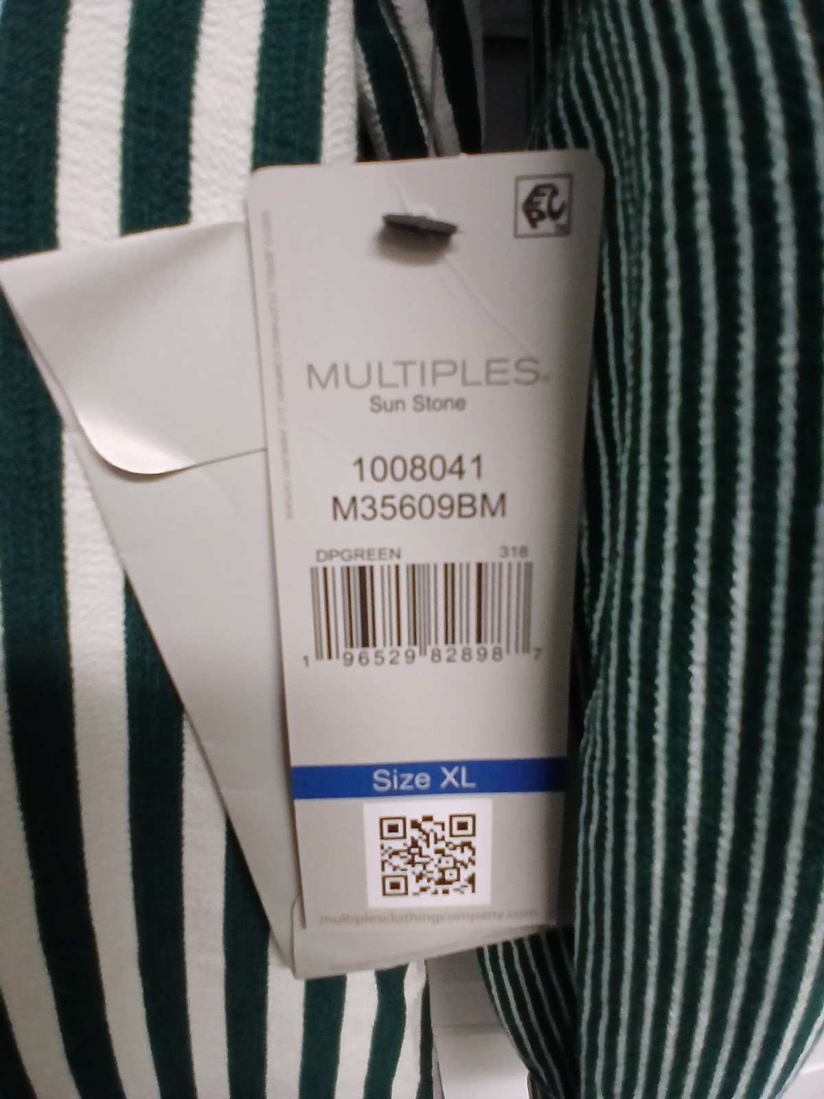 Multiples – Woven Multiple Stripe Print Point Collar, Long sleeve button front