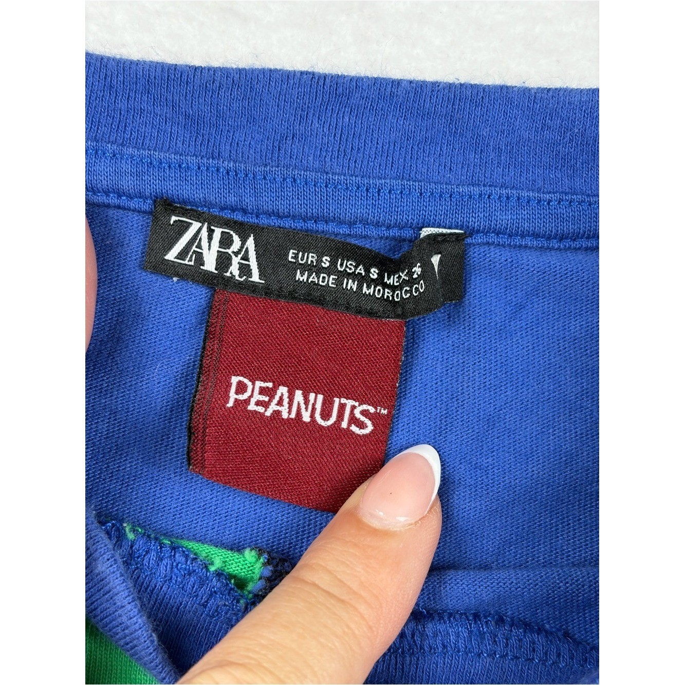 Zara x Peanuts Snoopy & Woodstock Colorblock Graphic Tee Size Small