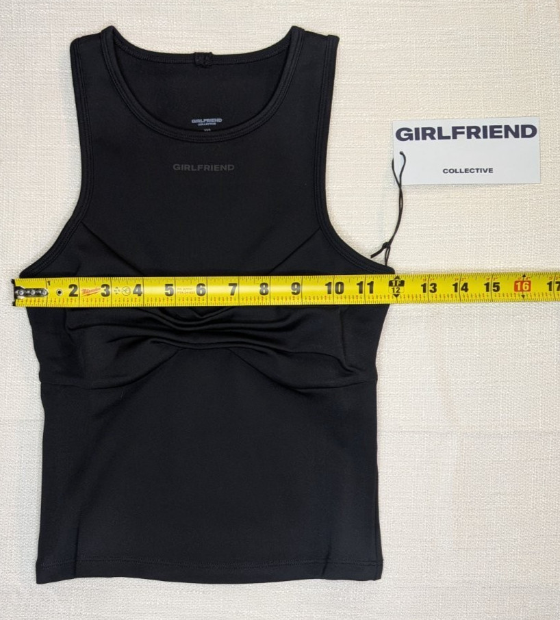 Girlfriend Collective Twist Front Tank Top Womens XXS Black NWT Sustainable